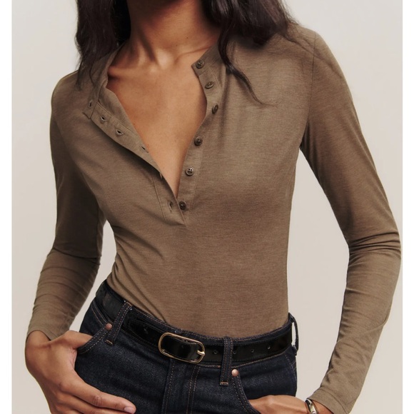 Reformation NEW Harriet Knit Henley Top